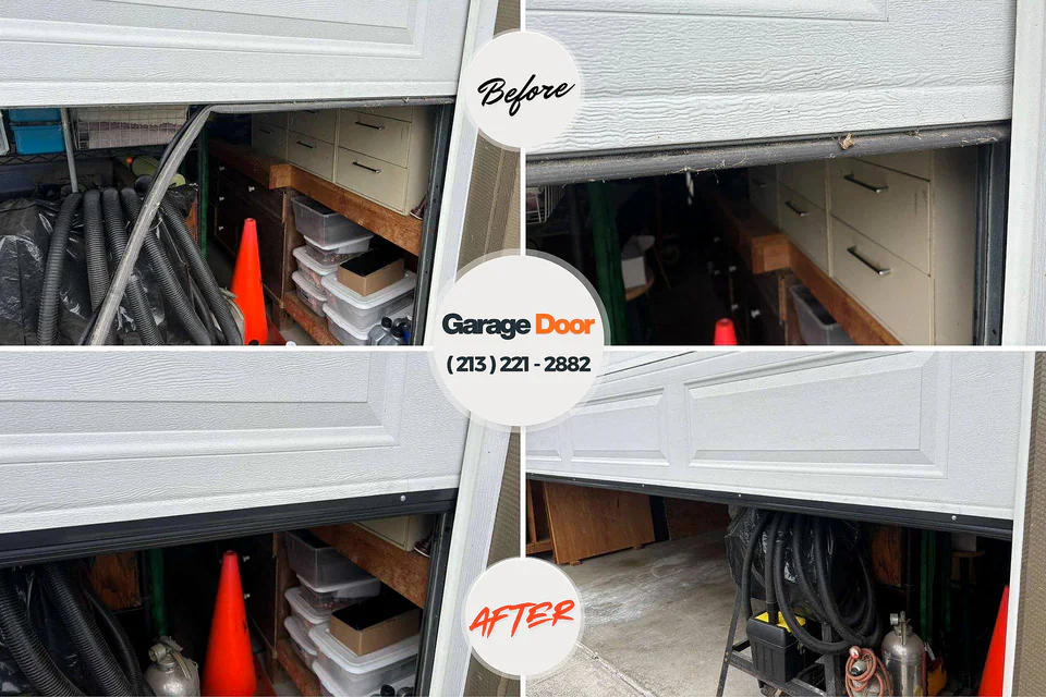 Before and after: garage door repair Ligonier, IN